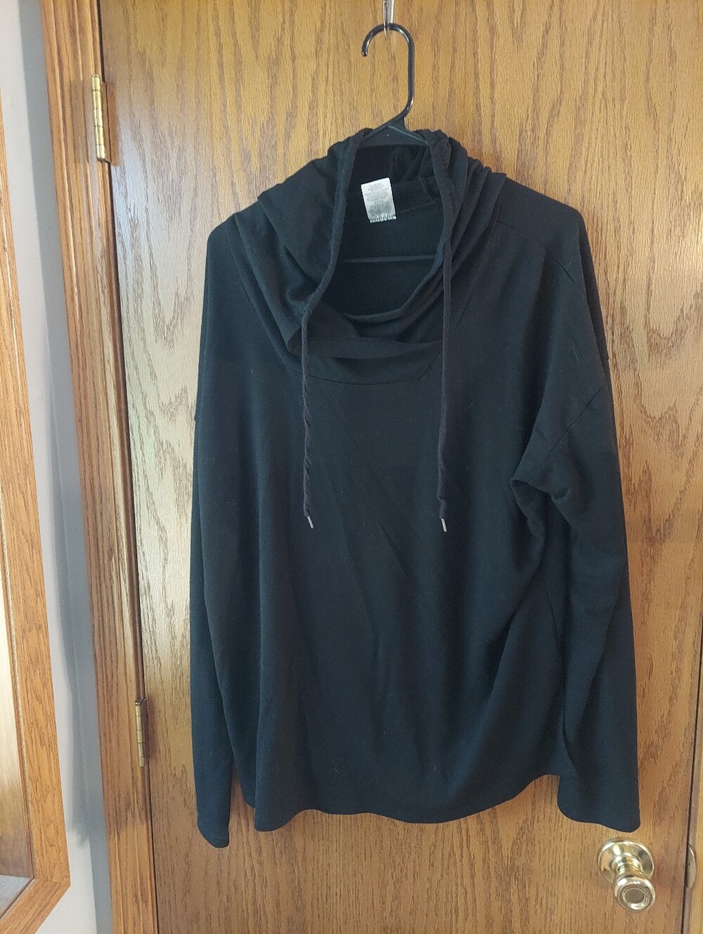 Athletic Works Black Cowl Neck Tunic Sweatshirt Pullover Drawstrings XL